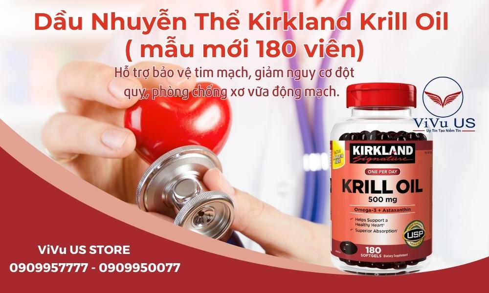 Dầu Nhuyễn Thể Kirkland Krill Oil 500Mg 180 Viên Của Mỹ ( Mẫu Mới )