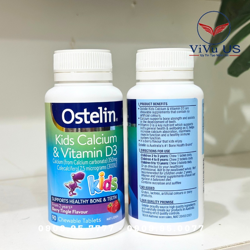 Viên Nhai Canxi + D3 Ostelin Úc 90 Viên Cho Bé Từ 2 Tuổi: Phát Triển Khỏe Mạnh, Vững Chãi Tương Lai 3 Canxi D3 Ostelin Úc 90 Viên