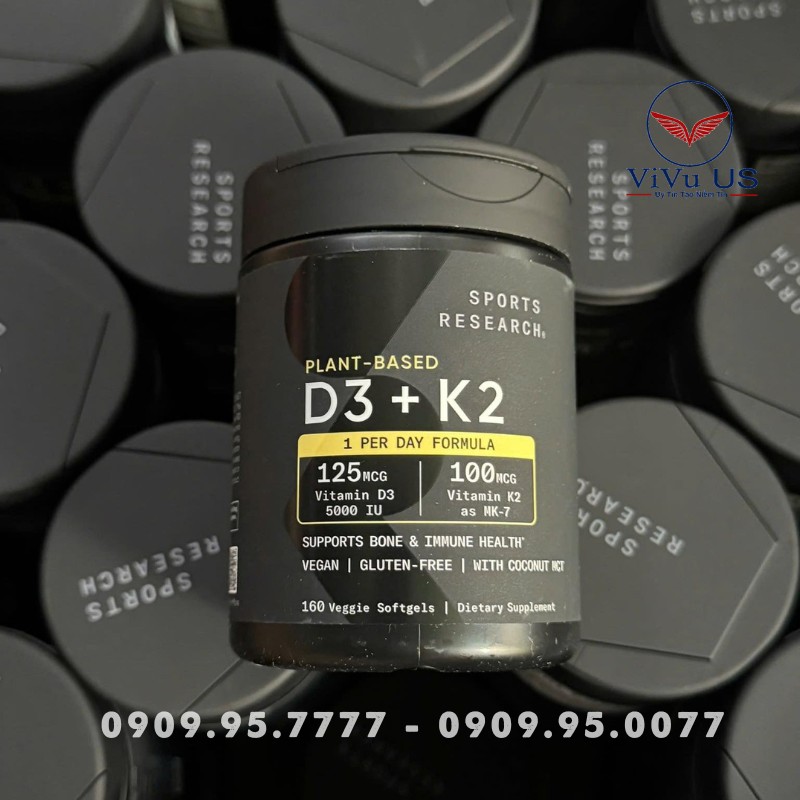 Hỗ trợ xương khớp Vitamin D3 K2 Sports Research 125mcg thuần chay 160 viên 5 Vitamin D3 K2 Sports Research 160 Viên