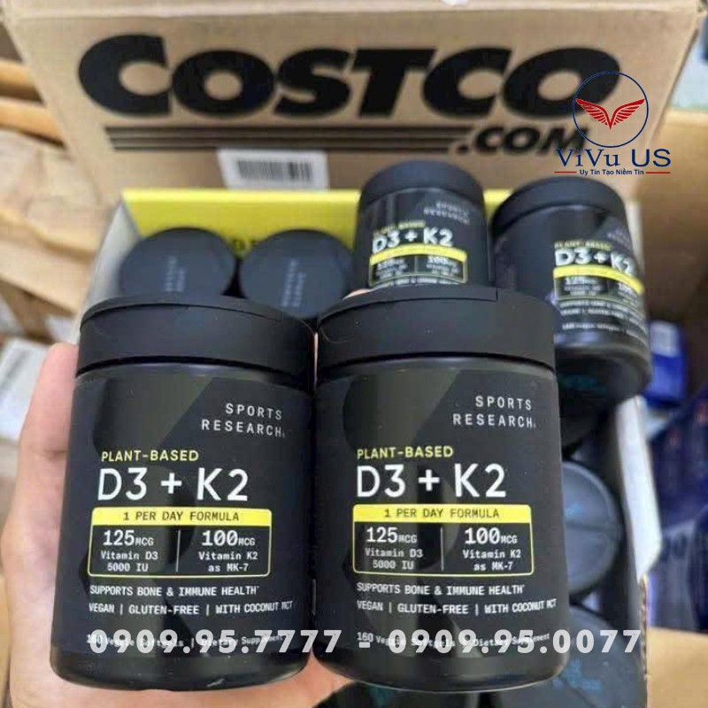 Hỗ trợ xương khớp Vitamin D3 K2 Sports Research 125mcg thuần chay 160 viên 19 Vitamin D3 K2 Sports Research